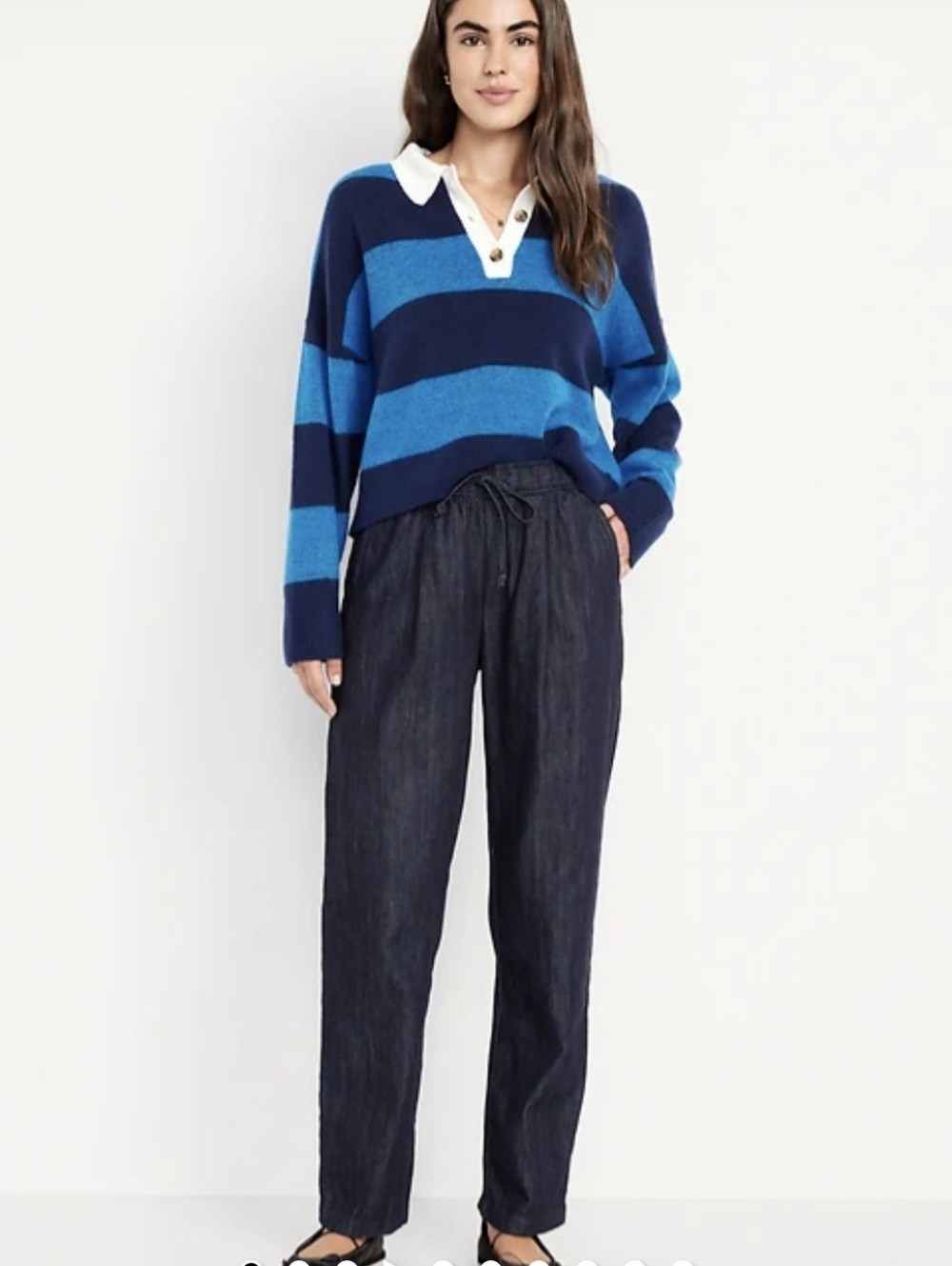 Women’s High Waisted Billie Trouser Dark Rinse Drawstring